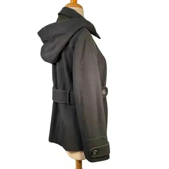 ANN TAYLOR Loft PeaCoat Size 10 Navy Blue Virgin Wool Blend Great Condition - Picture 5 of 16